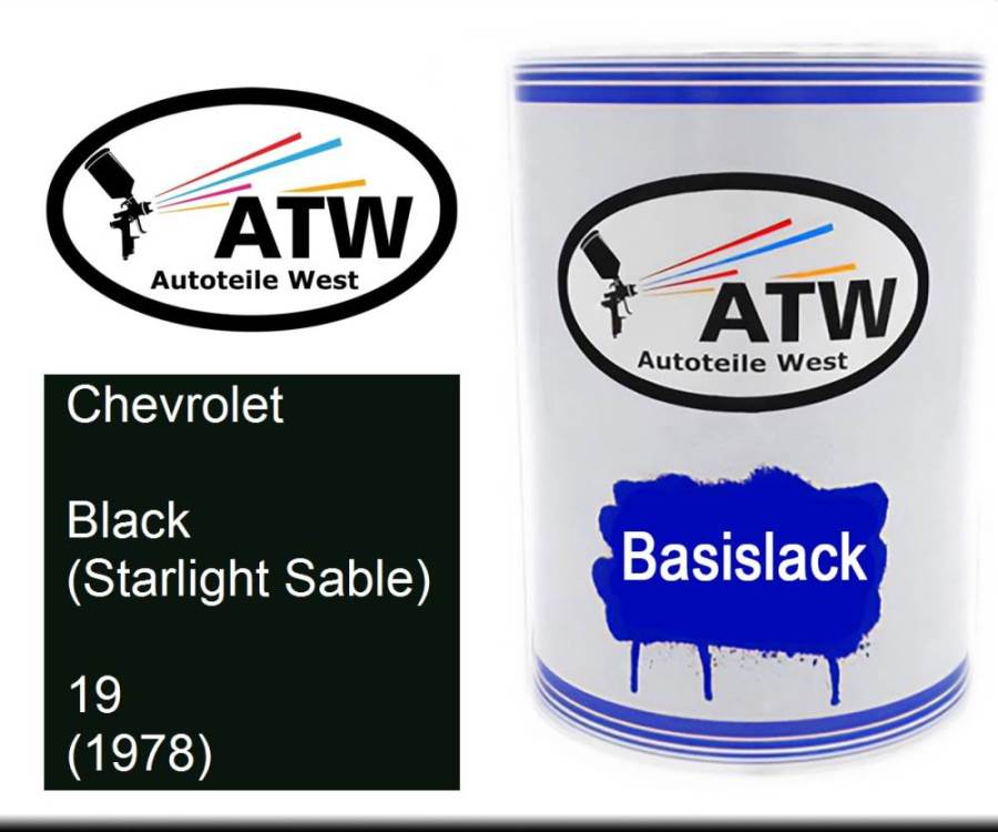 Chevrolet, Black (Starlight Sable), 19 (1978): 500ml Lackdose, von ATW Autoteile West.